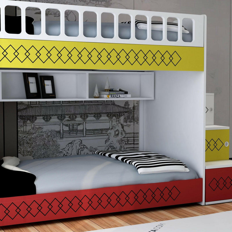 Junior Mona Ranza, MDF Korkuluk, Sarı - Kırmızı, 2'Lİ Ranza Modelleri, GS - Ranzacom - Online Taksitli