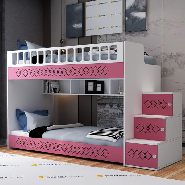 Junior Mona Ranza, MDF Korkuluk, Pembe, 2'Lİ Ranza Modelleri - Ranzacom