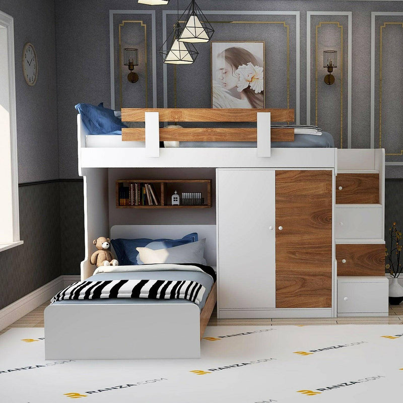 Dolaplı Galia Ranza Modelleri, Ahşap - Beyaz Renk - ranza
