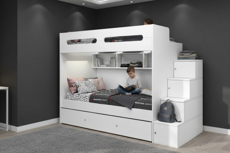 Komple MDF, Çelik Destekli, Vera Yavrulu Ranza, Beyaz